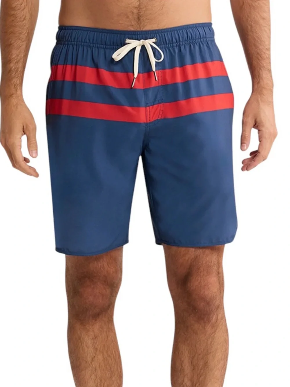 Fair Harbor Men’s Anchor Lined Trunks Navy Red Stripes Large Orig $88